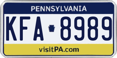 PA license plate KFA8989