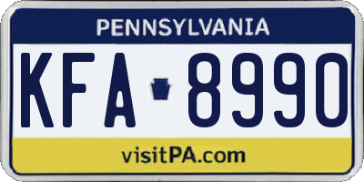 PA license plate KFA8990