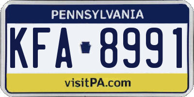 PA license plate KFA8991