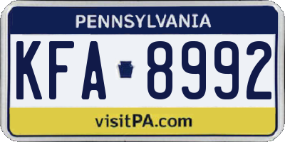 PA license plate KFA8992
