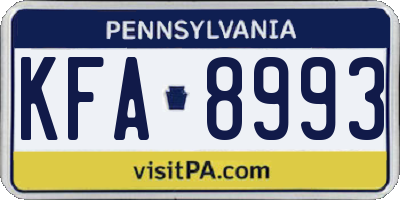 PA license plate KFA8993