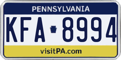 PA license plate KFA8994