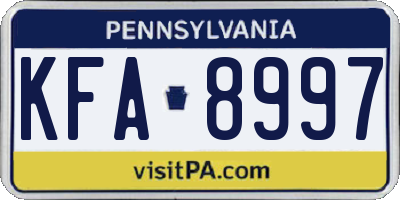 PA license plate KFA8997