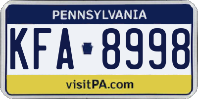 PA license plate KFA8998