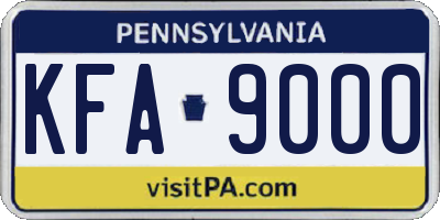 PA license plate KFA9000