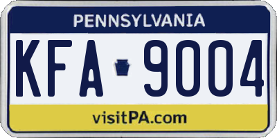 PA license plate KFA9004