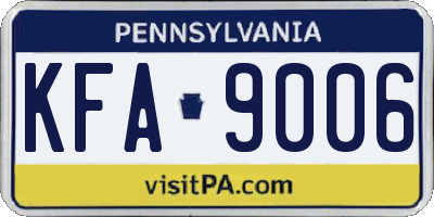 PA license plate KFA9006