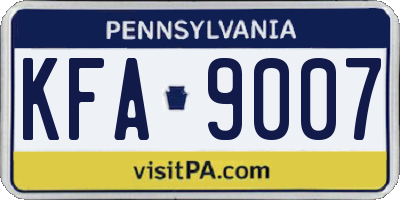 PA license plate KFA9007