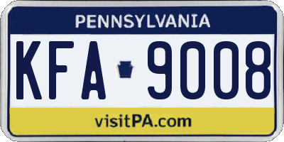 PA license plate KFA9008