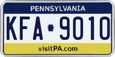 PA license plate KFA9010