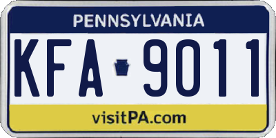 PA license plate KFA9011