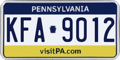 PA license plate KFA9012