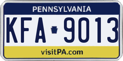PA license plate KFA9013