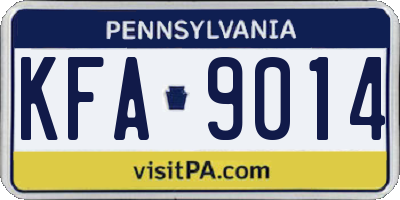 PA license plate KFA9014