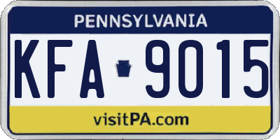 PA license plate KFA9015