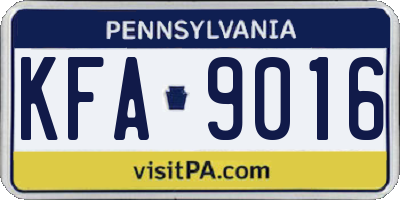 PA license plate KFA9016