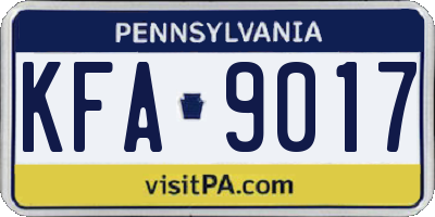 PA license plate KFA9017