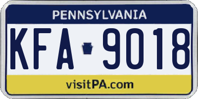 PA license plate KFA9018