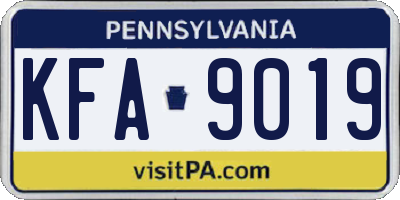PA license plate KFA9019