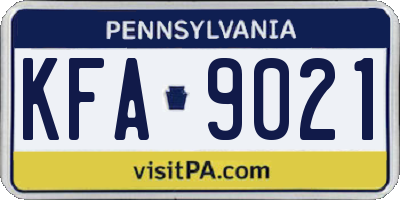 PA license plate KFA9021