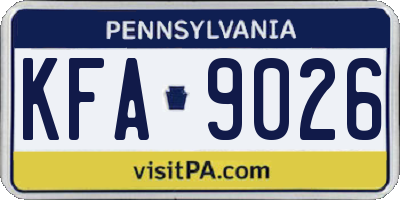 PA license plate KFA9026