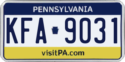 PA license plate KFA9031