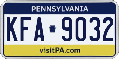 PA license plate KFA9032