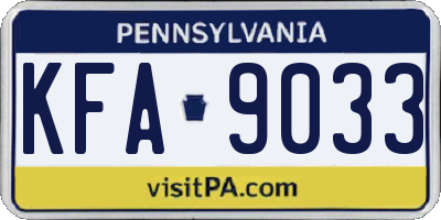 PA license plate KFA9033