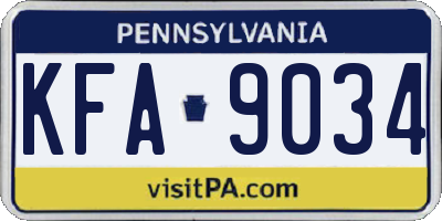 PA license plate KFA9034