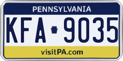 PA license plate KFA9035