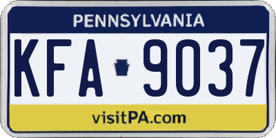 PA license plate KFA9037