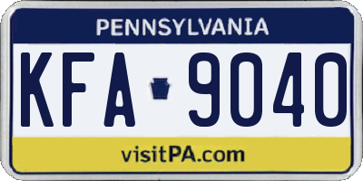 PA license plate KFA9040
