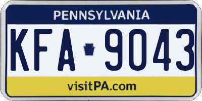 PA license plate KFA9043