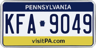 PA license plate KFA9049