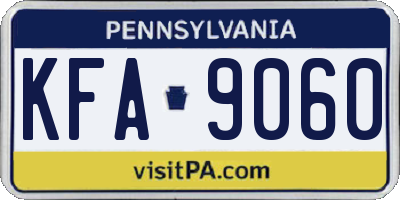 PA license plate KFA9060