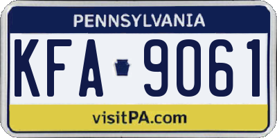 PA license plate KFA9061