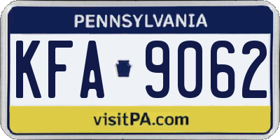 PA license plate KFA9062