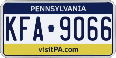 PA license plate KFA9066