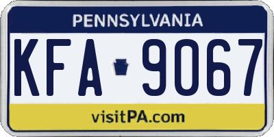 PA license plate KFA9067