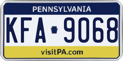 PA license plate KFA9068
