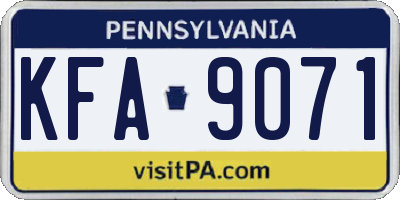 PA license plate KFA9071