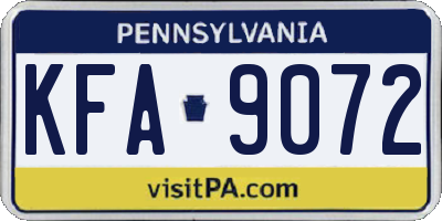 PA license plate KFA9072