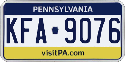 PA license plate KFA9076