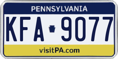 PA license plate KFA9077