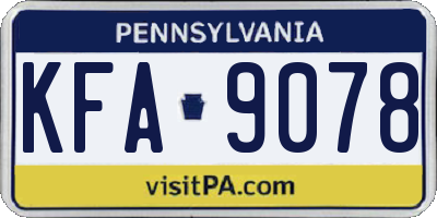 PA license plate KFA9078