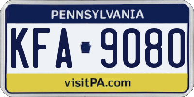 PA license plate KFA9080