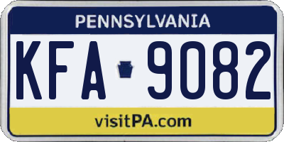 PA license plate KFA9082