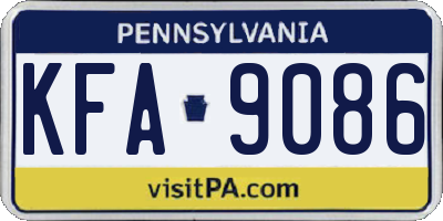 PA license plate KFA9086