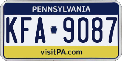 PA license plate KFA9087