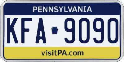 PA license plate KFA9090